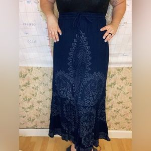 Navy Blue Maxi Boho Skirt